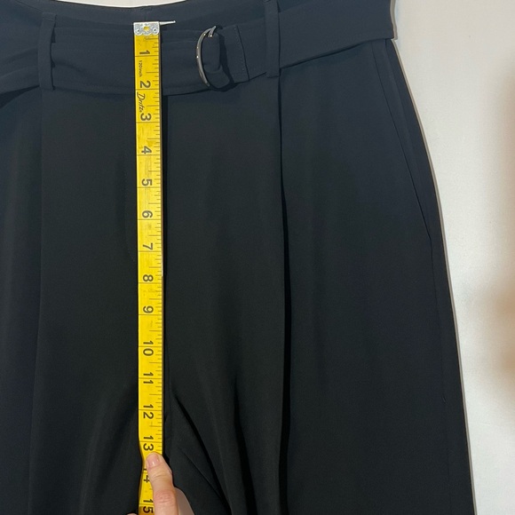 Babaton women’s Black Wide Leg Dress Pants size 6 belted high rise pockets zip - Picture 5 of 12